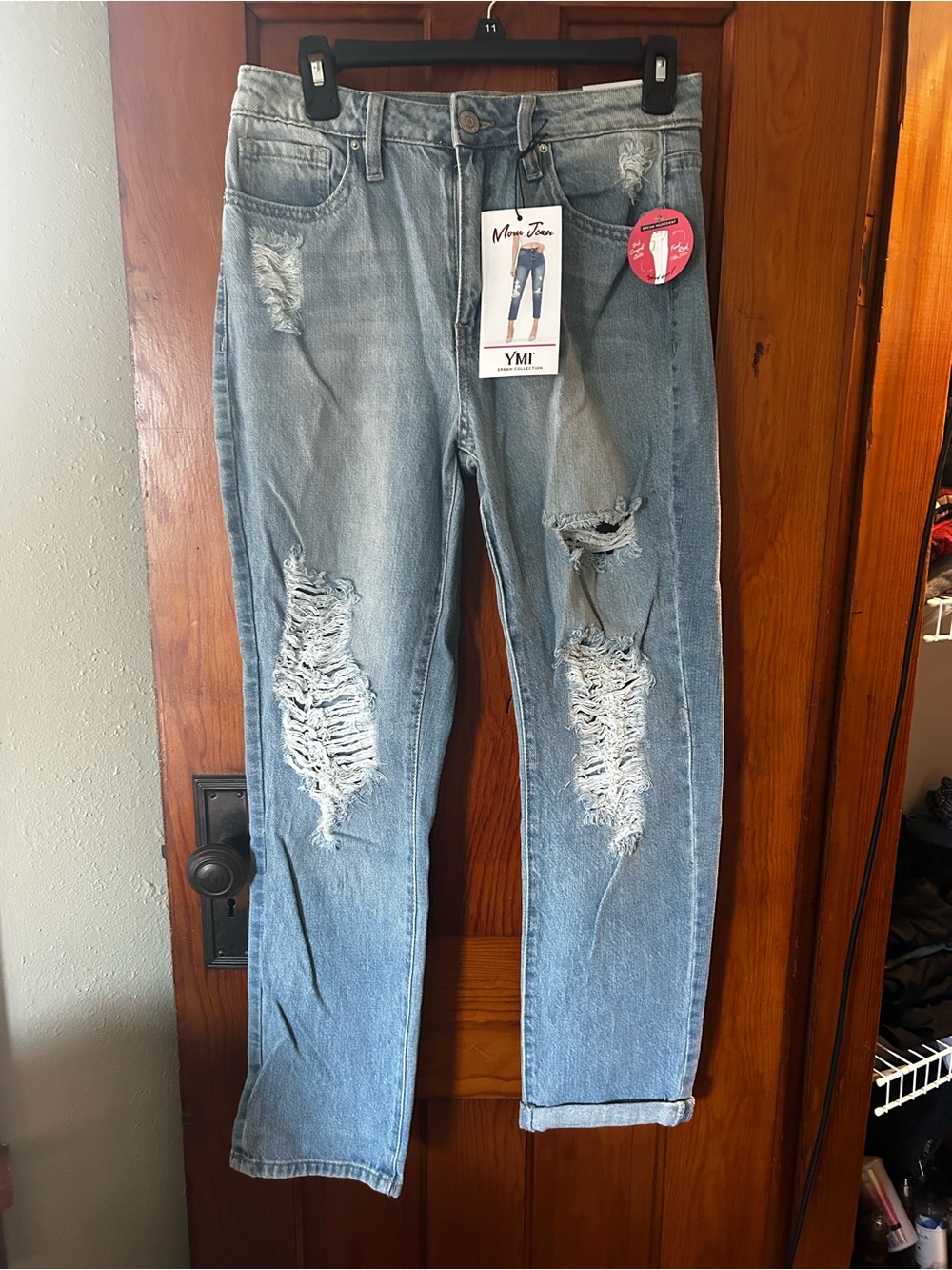 YMI Women’s Light Blue Distressed Relaxed Jeans